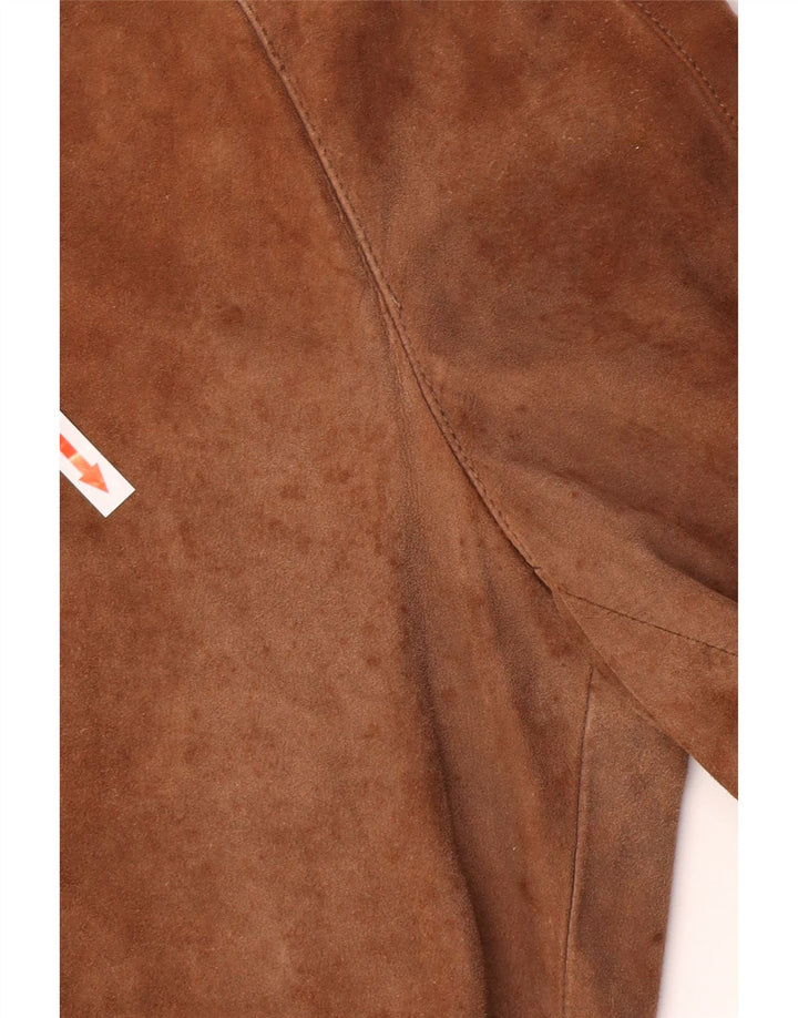 Veste Bomber En Daim Vintage Homme IT 48 Cuir Marron Moyen