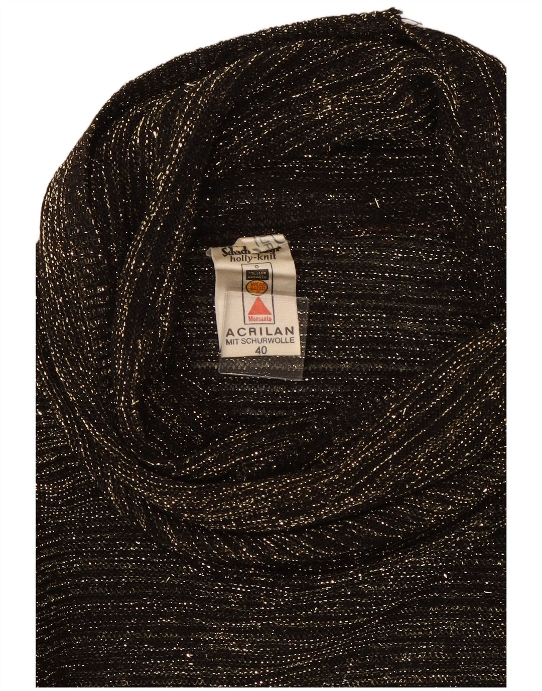 vintage Femmes Roll Neck Jumper Pull EU 40 Moyen Noir Moucheté