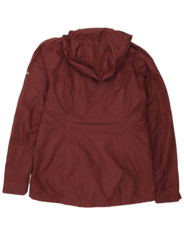 COLUMBIA Veste coupe-vent surdimensionnée à capuche pour femme UK 10 Petit Bordeaux