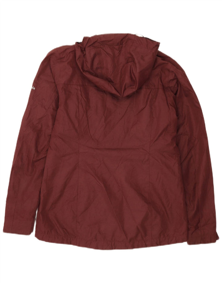 COLUMBIA Veste coupe-vent surdimensionnée à capuche pour femme UK 10 Petit Bordeaux