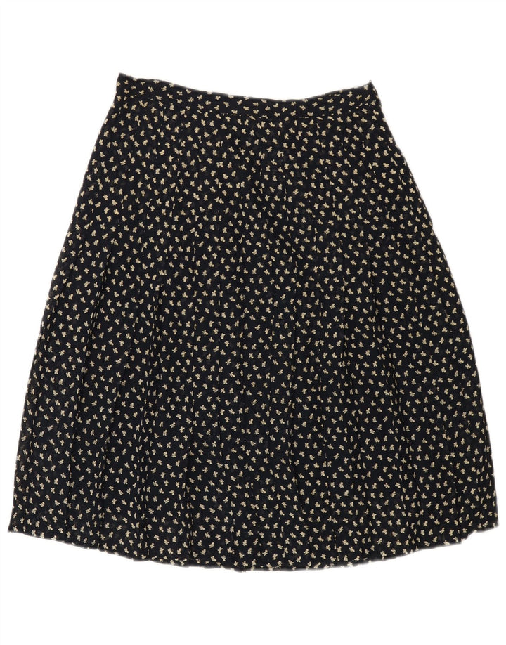 VINTAGE Jupe trapèze taille haute femme IT 44 Medium W26 Bleu Marine Floral