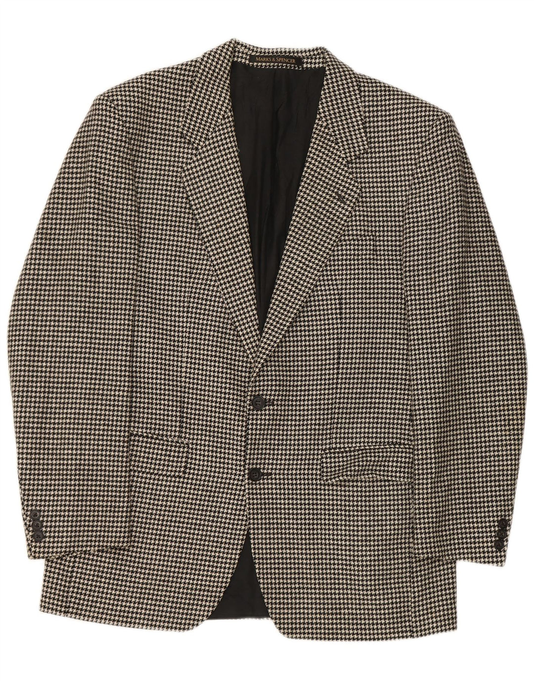 Marks & Spencer Veste blazer longue pour homme UK 40 pied-de-poule noir moyen