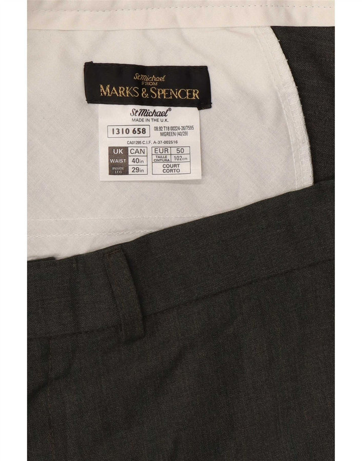 Marks & Spencer Pantalon de Costume Droit St. Michael Homme Vert W40 L29