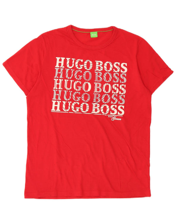 Hugo Boss Homme T-Shirt Graphique Haut Large Rouge Coton