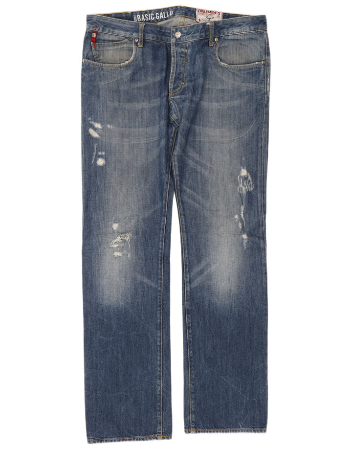 Zu Elements Jean droit vieilli pour homme W36 L35 Bleu Coton