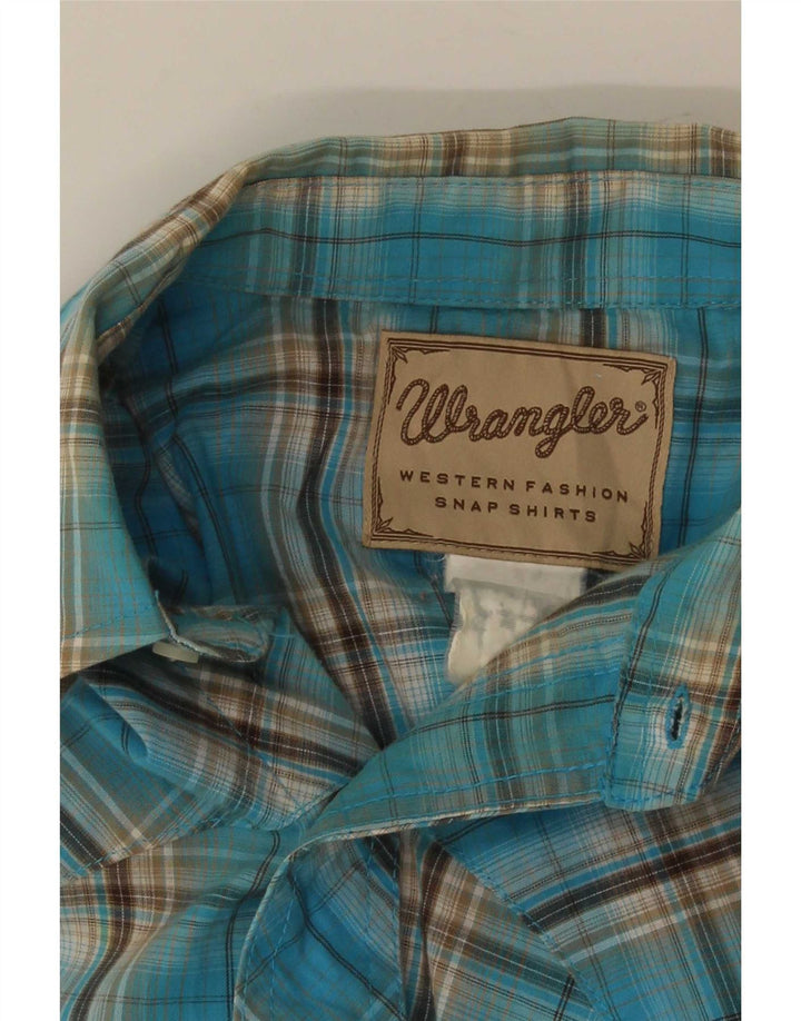 Wrangler Chemise Western à manches courtes pour homme Bleu moyen à carreaux