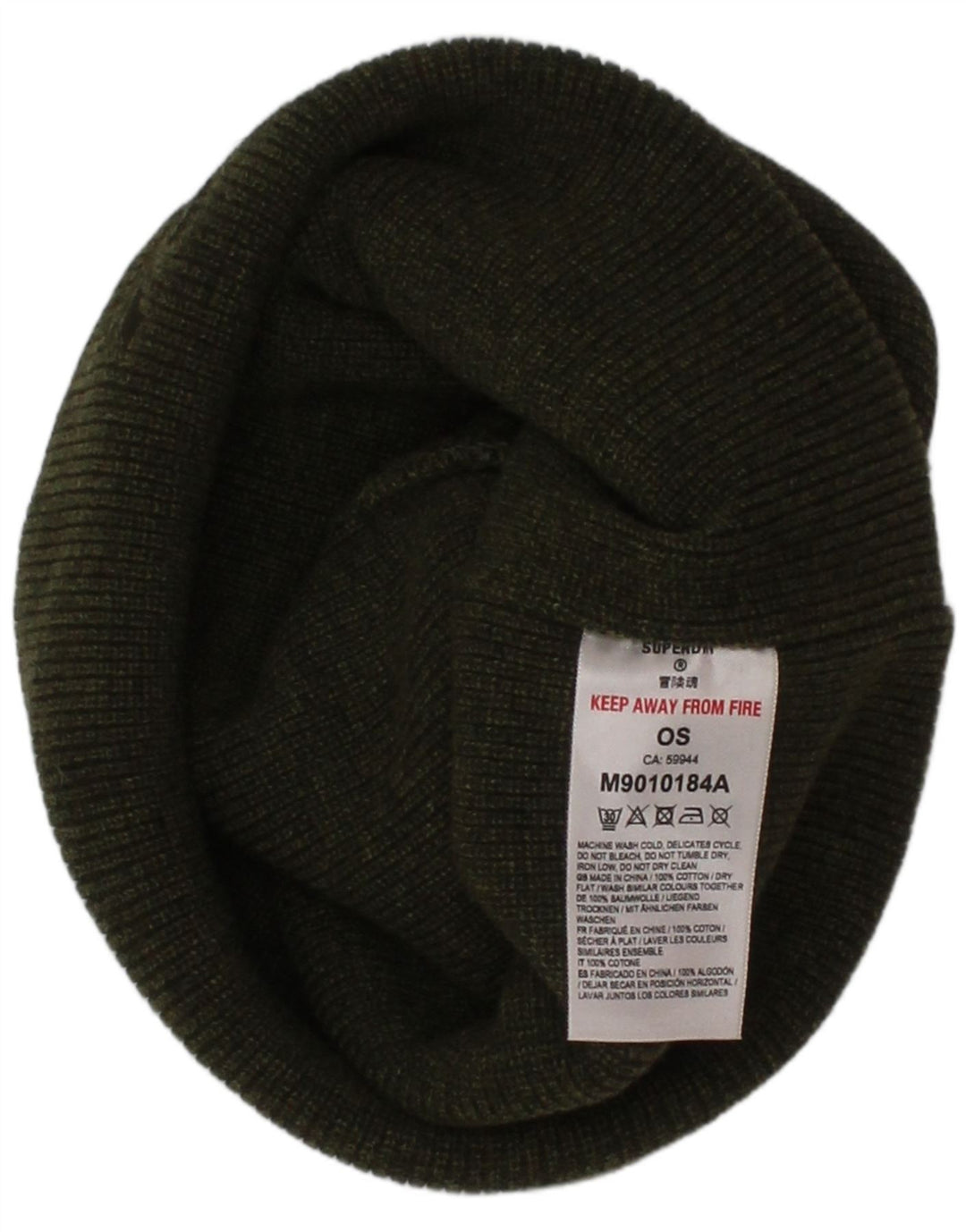 SUPERDRY Mens Beanie Hat One Size Khaki Cotton