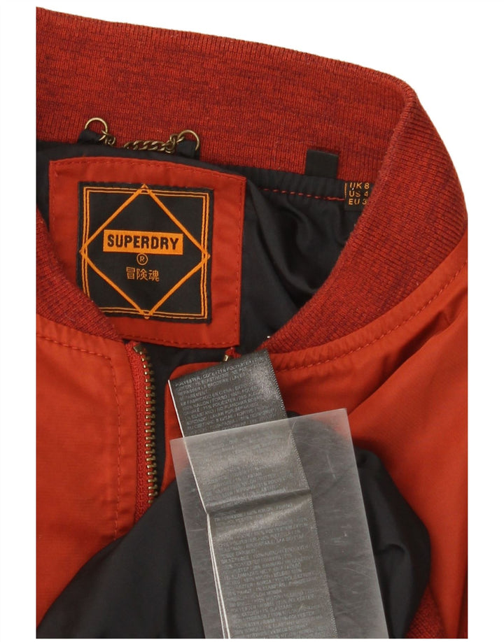 Superdry Veste Bomber Oversize Femme UK 8 Petit Nylon Rouge