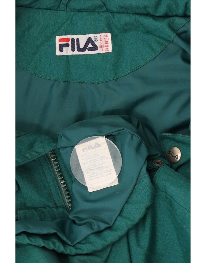 Fila Veste utilitaire à capuche graphique pour hommes IT 50 Large Vert Polyester
