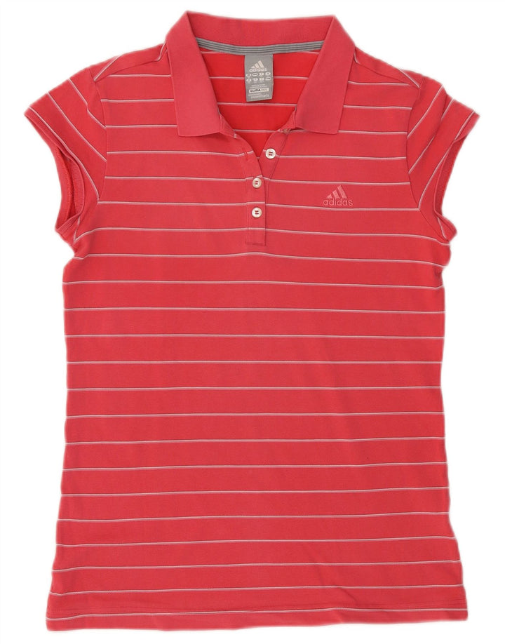 ADIDAS Polo Clima 365 pour femme UK 16 Grand coton rayé rose