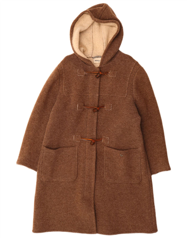 Isabella G Duffle Coat à capuche pour femme UK 14 Marron moyen Laine vierge