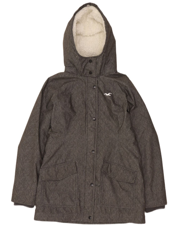 HOLLISTER Parka à capuche pour femme UK 44 Polyester moucheté gris moyen
