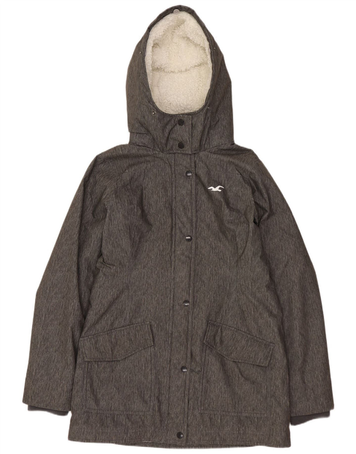 HOLLISTER Parka à capuche pour femme UK 44 Polyester moucheté gris moyen