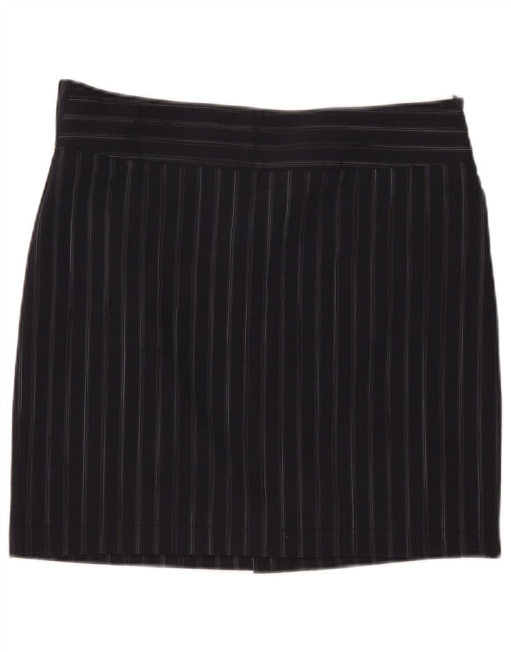 Marella Mini jupe femme UK 12 Medium W32 bleu marine à fines rayures en polyester