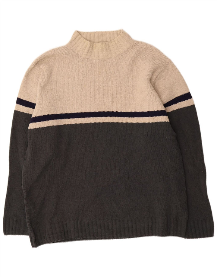 Marks & Spencer Pull à col roulé pour homme Large Blanc cassé Colorblock