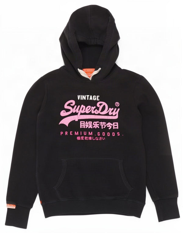 Superdry Pull à capuche graphique pour femme UK 14 Bleu marine moyen Coton