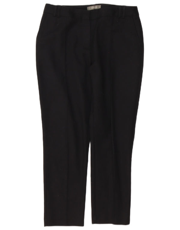 Oasis Pantalon Chino Droit Femme UK 10 Small W30 L26 Coton Noir