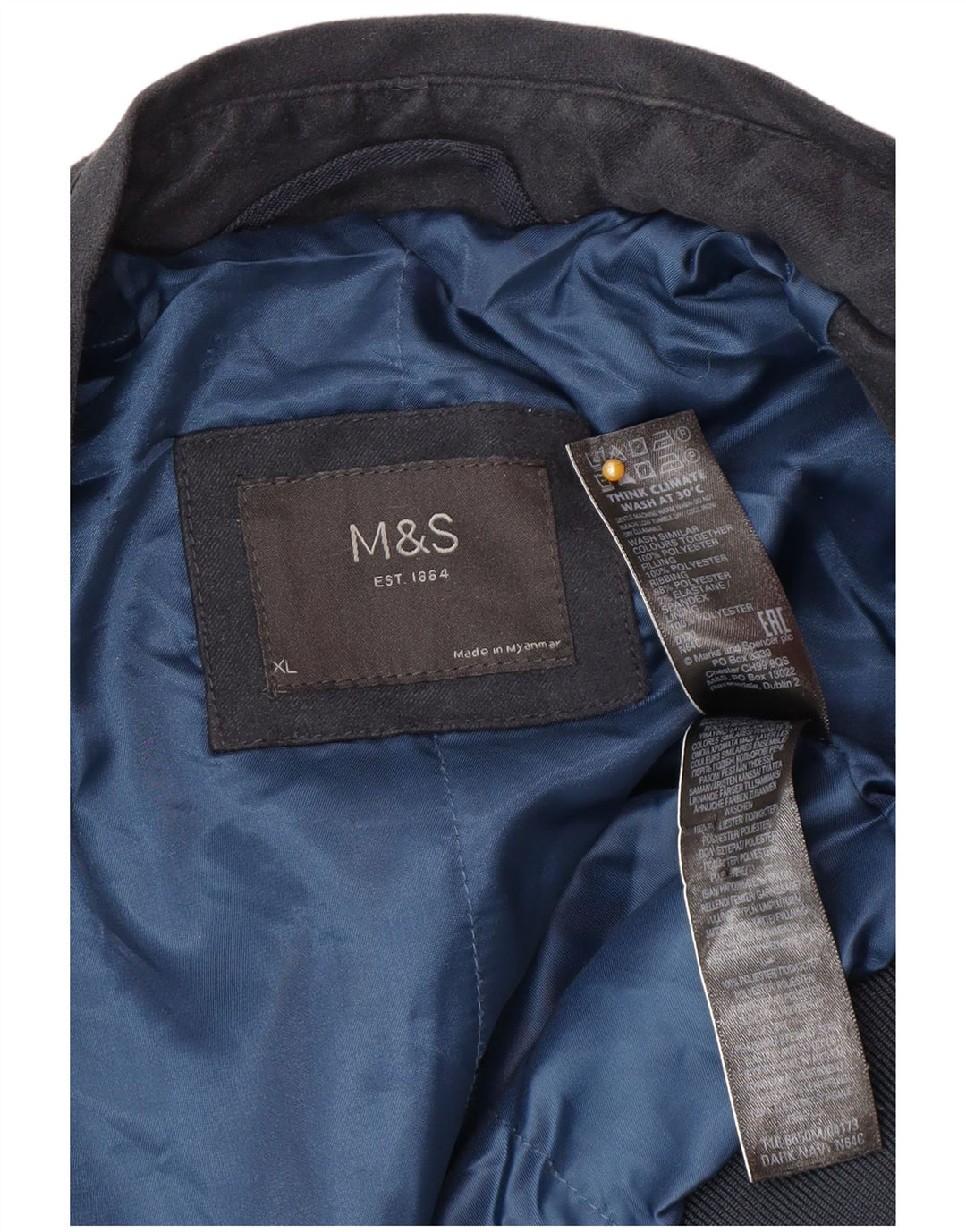 Marks & Spencer Veste Bomber Homme UK 42 XL Bleu Marine Polyester