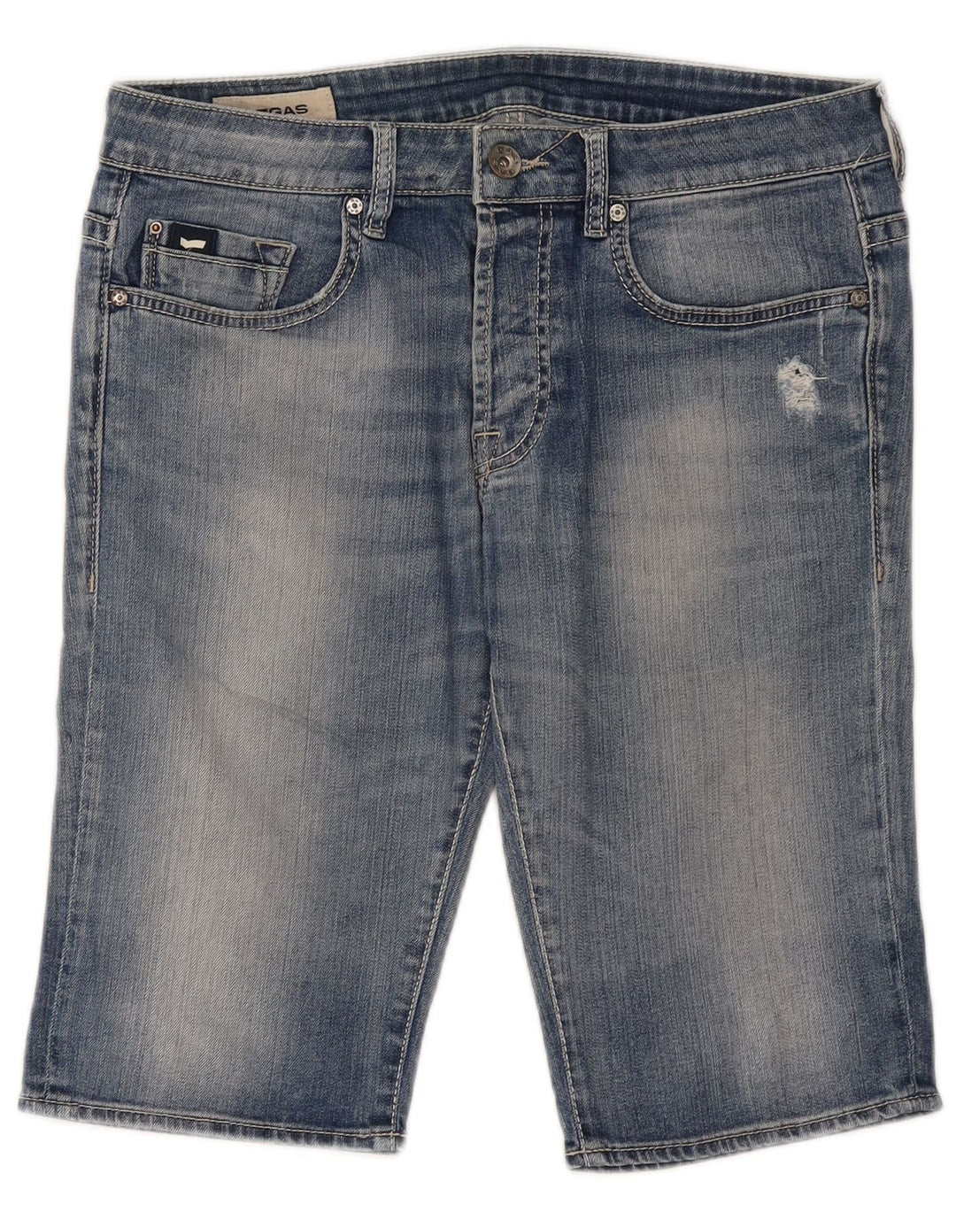 Gas Short en jean vieilli pour homme W34 Grand coton bleu