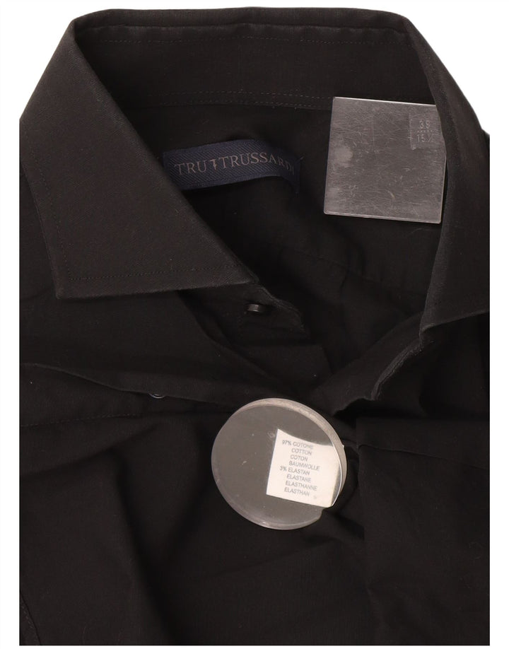 Trussardi Chemise Homme Taille 39 15 1/2 Moyen Noir Coton
