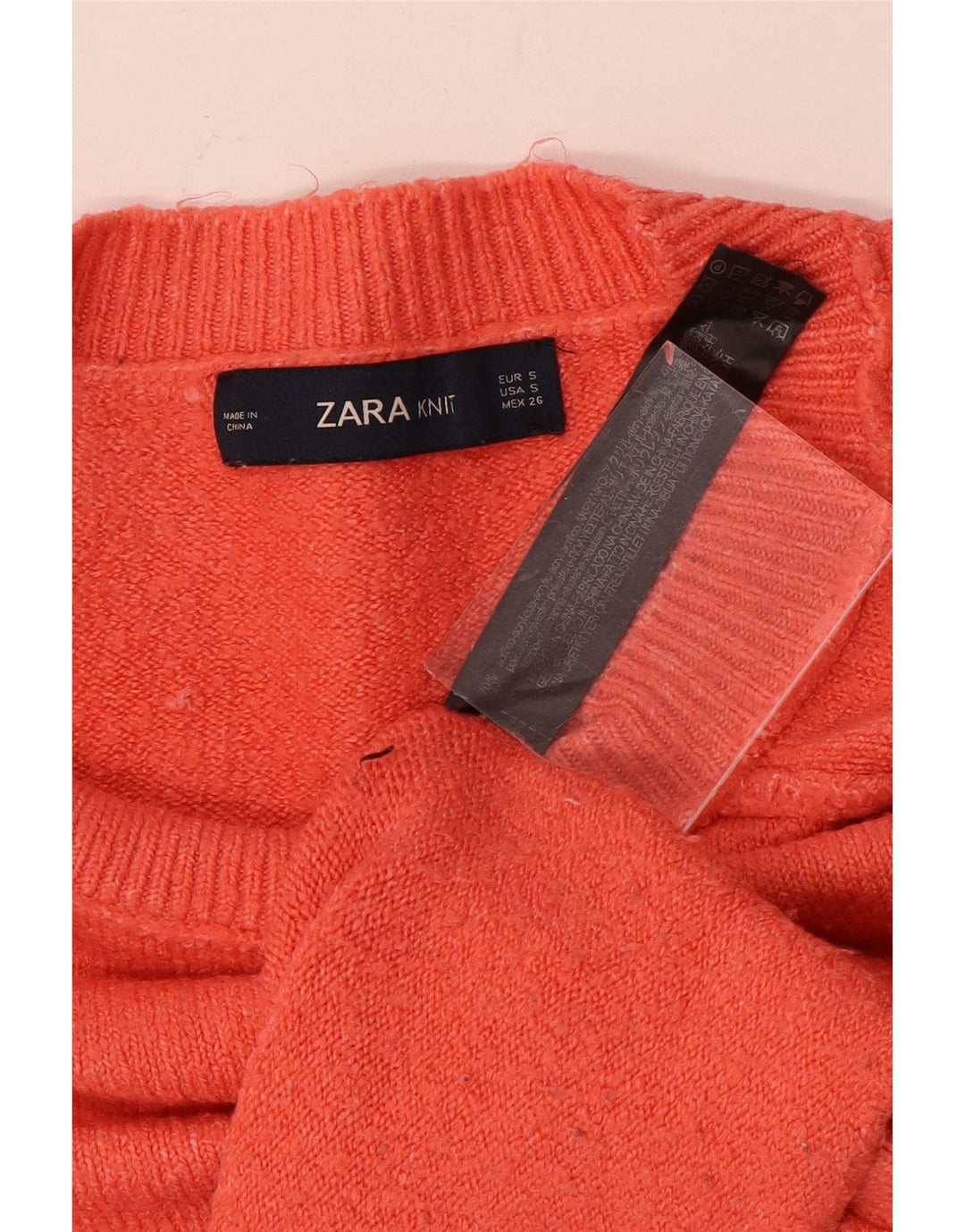 Zara Pull surdimensionné à col bateau pour femme UK 10 Petit Orange Polyester