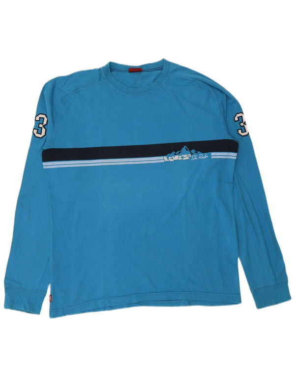 Levi's Haut Graphique à Manches Longues Homme Bleu Large Coton Colorblock