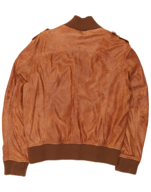 GYPSY Veste en cuir bombardier militaire pour homme UK 40 Grand cuir marron