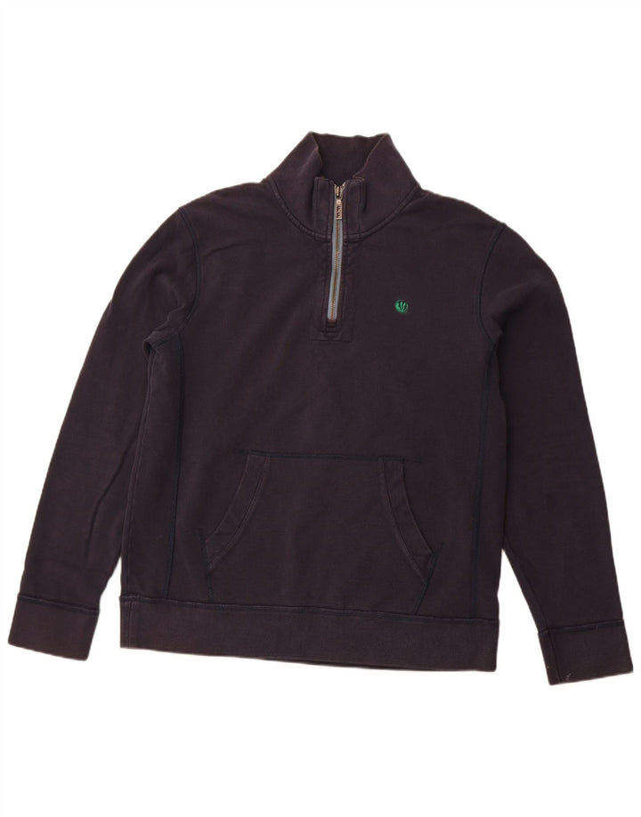 FAT FACE Sweat-shirt col zippé pour homme en coton bleu marine Taille L