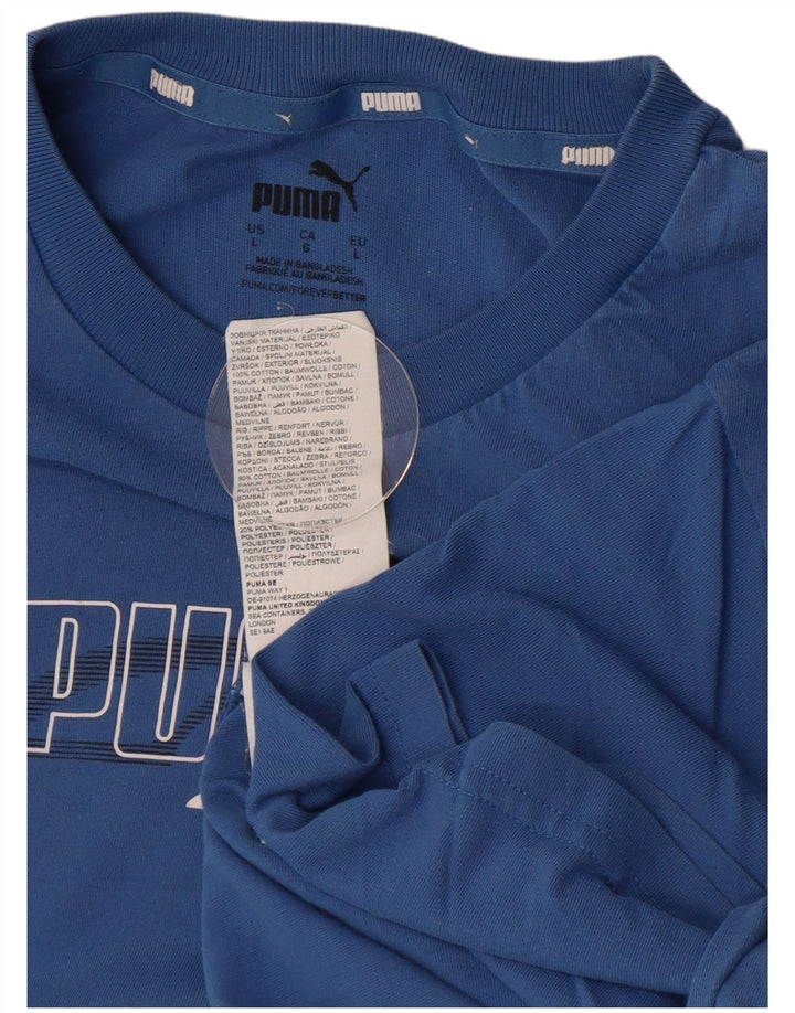 PUMA T-shirt graphique pour hommes, grand, bleu, coton