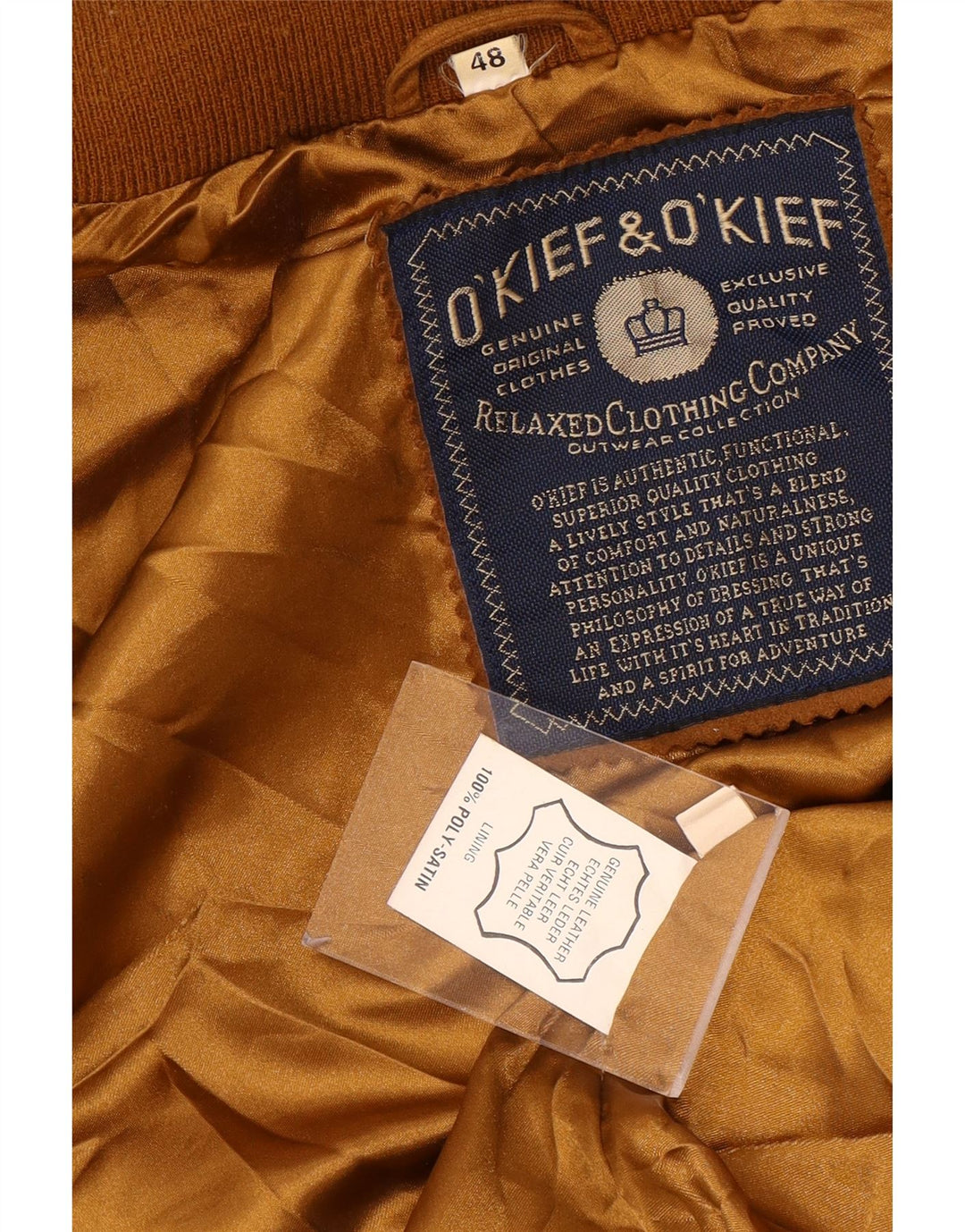 O'Kief Blouson aviateur en daim coupe ample pour homme IT 48 cuir marron moyen