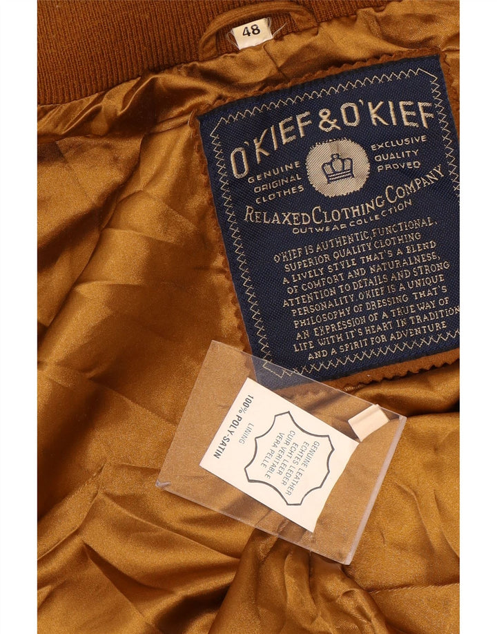 O'Kief Blouson aviateur en daim coupe ample pour homme IT 48 cuir marron moyen