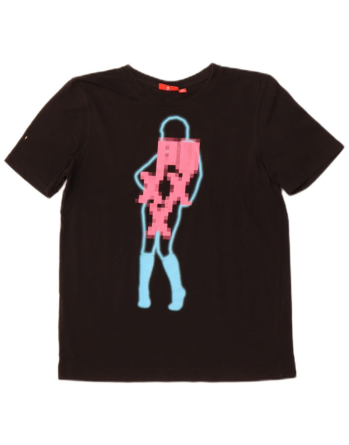 PUMA T-shirt graphique pour femme UK 10 Small Noir Coton