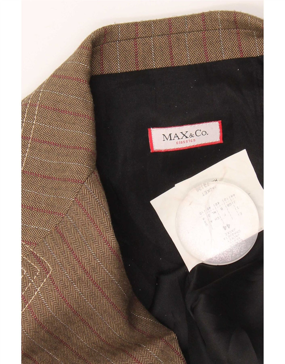 Max & Co. Veste Blazer 3 Boutons Femme UK 12 Acétate Rayé Marron Moyen
