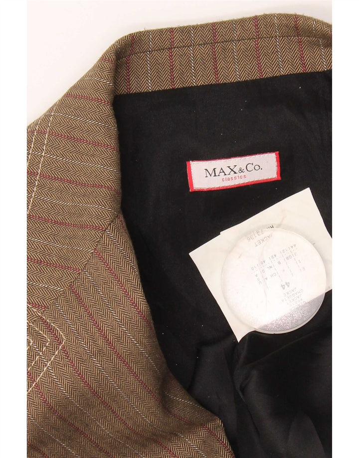 Max & Co. Veste Blazer 3 Boutons Femme UK 12 Acétate Rayé Marron Moyen