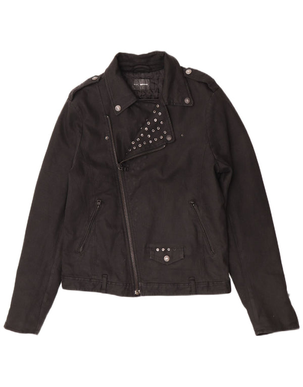 Gas Veste de motard en jean pour homme IT 50 Large en coton noir