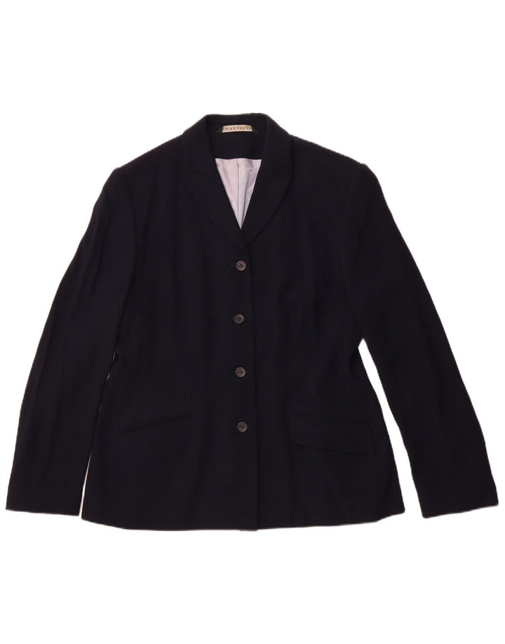 LAURA ASHLEY Veste blazer 4 boutons pour femme UK 16 Large Bleu marine Viscose
