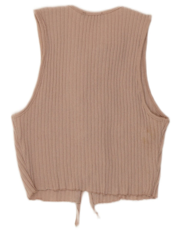 Zara Womens Crop Sleeveless Shirt Blouse UK 12 Medium Pink Polyester