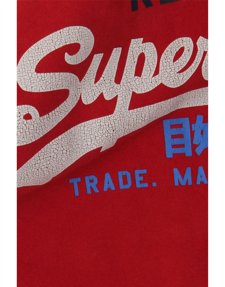 SUPERDRY Pull à Capuche Graphique Homme Rouge Moyen Coton