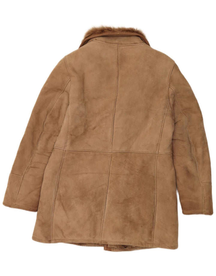 vintage Mens Double Breasted Shearling Jacket IT 50 Grand Cuir Marron