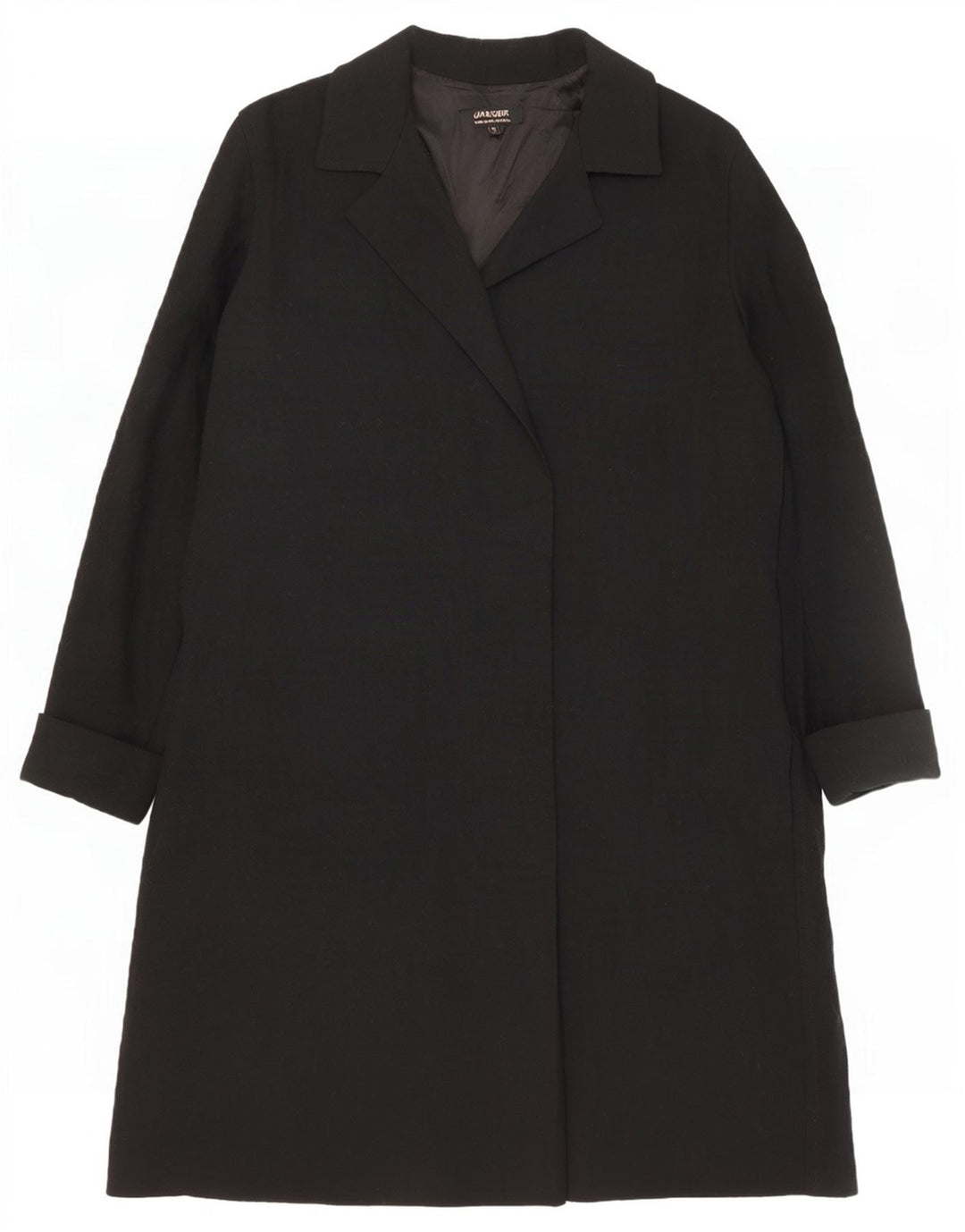 Jaeger Pardessus ouvert pour femme UK 16 Large laine noire