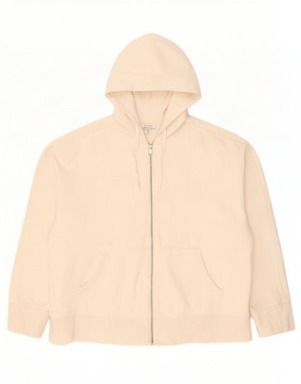 Topshop Pull à capuche zippé surdimensionné pour femme UK 14 en coton blanc cassé moyen