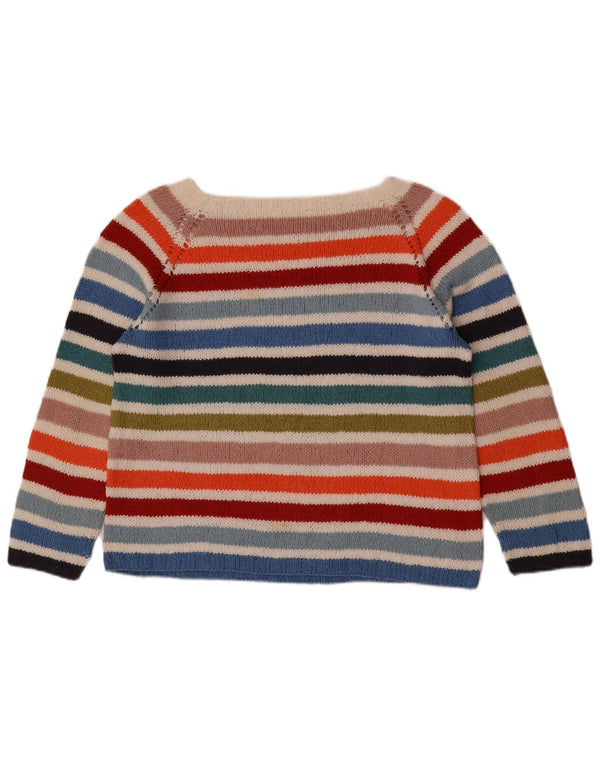 vintage Womens Boat Neck Jumper Sweater UK 14 Moyen Multicolore Rayé