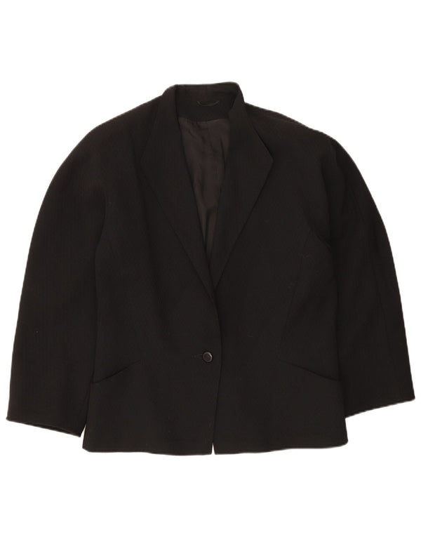 Max Mara Veste Blazer 1 Bouton pour Femme UK 16 Grande Laine Vierge Noire