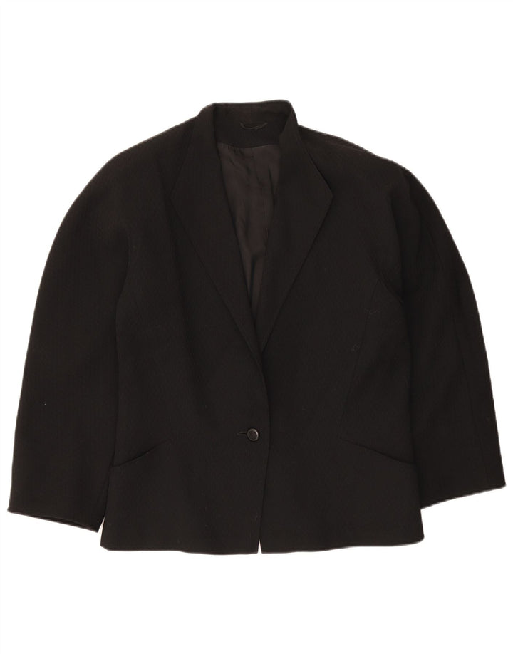 Max Mara Veste Blazer 1 Bouton pour Femme UK 16 Grande Laine Vierge Noire