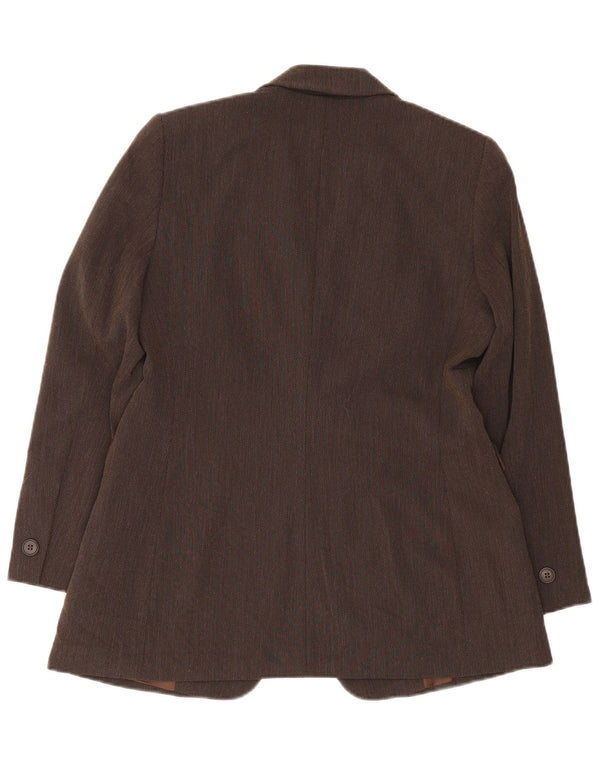 Marks & Spencer Veste blazer à 1 bouton pour femme UK 14 Large Marron Viscose