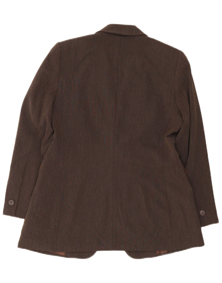 Marks & Spencer Veste blazer à 1 bouton pour femme UK 14 Large Marron Viscose