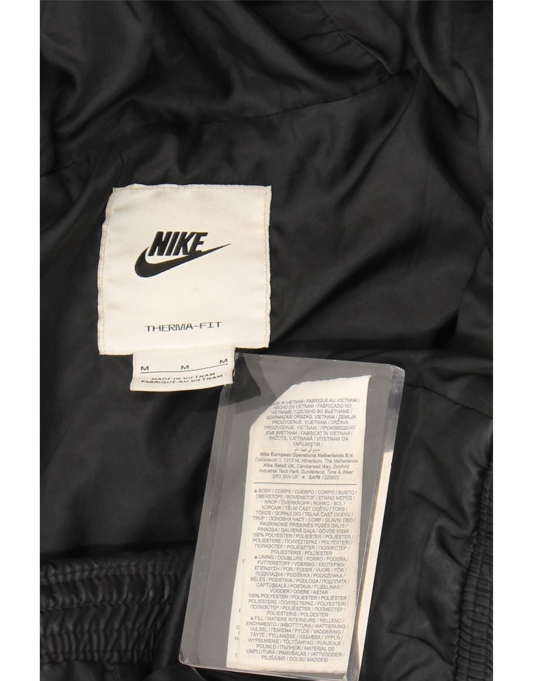 Nike Veste matelassée à capuche Therma-Fit Graphic pour femme UK 14 Noir moyen