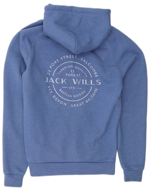 Jack Wills Pull à capuche zippé graphique pour homme Petit coton bleu