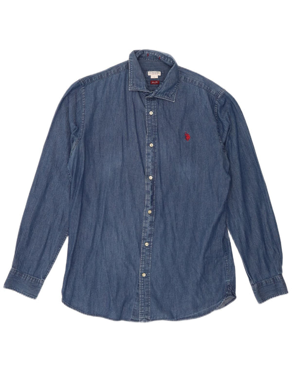 U.S. Polo Assn. Chemise en jean coupe slim pour homme, grand bleu