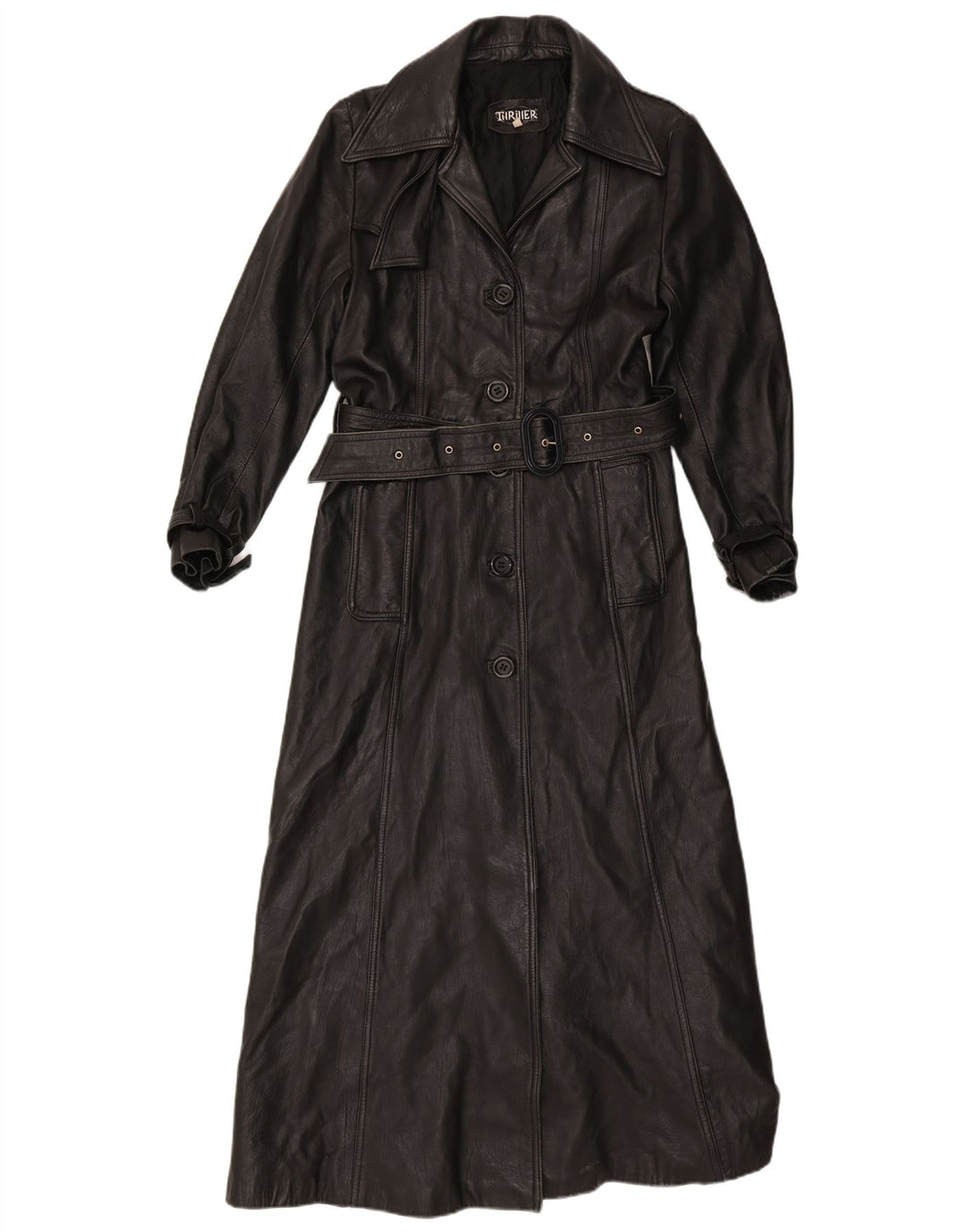 manteau en cuir femme vintage UK 16 Grand Noir